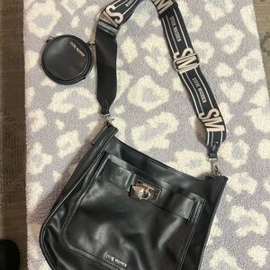 Steve Madden Black Shoulder Bag with Logo Strap